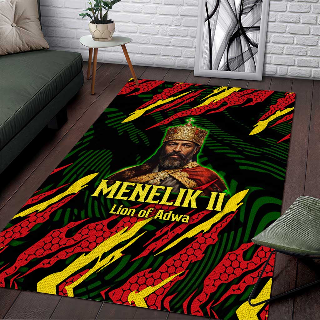Menelik II Area Rug with Lion of Adwa Title, Battle of Adwa 1896 Graphic and Bold Pan-African - Wonder Print Shop