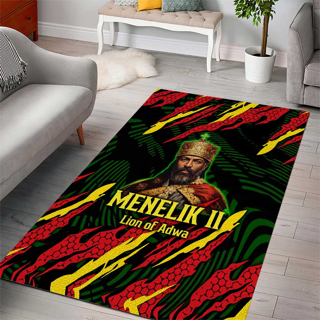 Menelik II Area Rug with Lion of Adwa Title, Battle of Adwa 1896 Graphic and Bold Pan-African - Wonder Print Shop