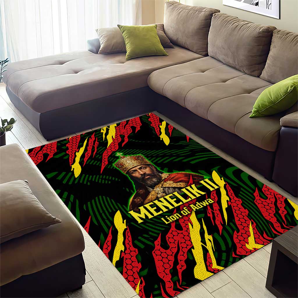 Menelik II Area Rug with Lion of Adwa Title, Battle of Adwa 1896 Graphic and Bold Pan-African - Wonder Print Shop