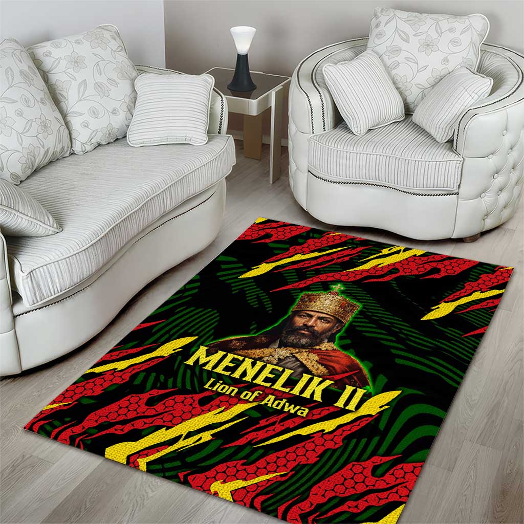 Menelik II Area Rug with Lion of Adwa Title, Battle of Adwa 1896 Graphic and Bold Pan-African - Wonder Print Shop