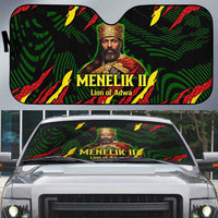 Menelik II Auto Sun Shade with Lion of Adwa Title, Battle of Adwa 1896 Graphic and Bold Pan-African - Wonder Print Shop