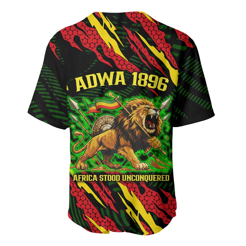 Menelik II Baseball Jersey with Lion of Adwa Title, Battle of Adwa 1896 Graphic and Bold Pan-African - Wonder Print Shop