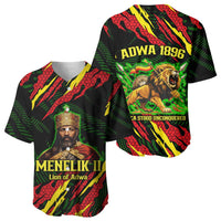 Menelik II Baseball Jersey with Lion of Adwa Title, Battle of Adwa 1896 Graphic and Bold Pan-African - Wonder Print Shop