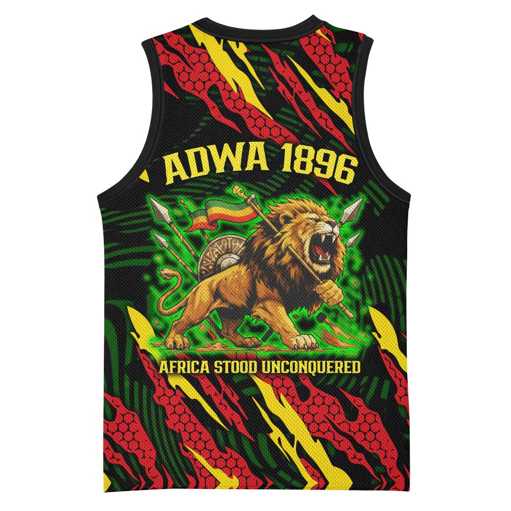 Menelik II Basketball Jersey with Lion of Adwa Title, Battle of Adwa 1896 Graphic and Bold Pan-African - Wonder Print Shop