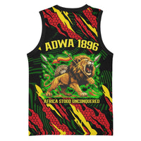 Menelik II Basketball Jersey with Lion of Adwa Title, Battle of Adwa 1896 Graphic and Bold Pan-African - Wonder Print Shop