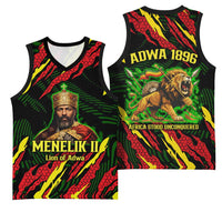 Menelik II Basketball Jersey with Lion of Adwa Title, Battle of Adwa 1896 Graphic and Bold Pan-African - Wonder Print Shop