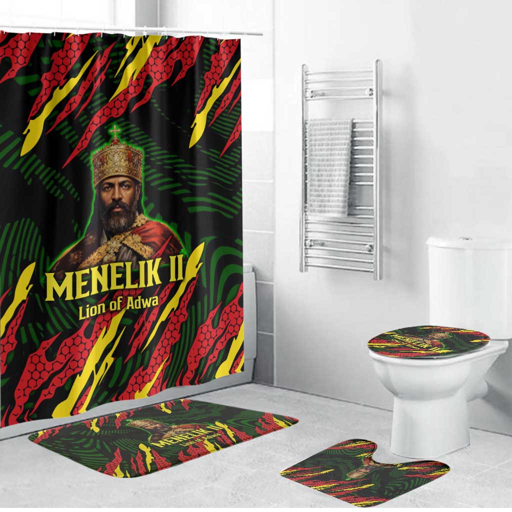 Menelik II Bathroom Set with Lion of Adwa Title, Battle of Adwa 1896 Graphic and Bold Pan-African - Wonder Print Shop