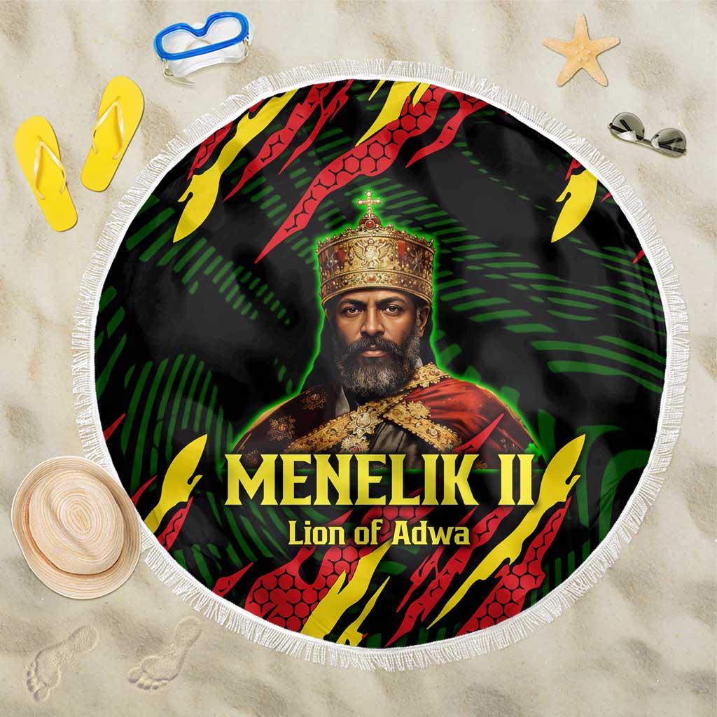 Menelik II Beach Blanket with Lion of Adwa Title, Battle of Adwa 1896 Graphic and Bold Pan-African - Wonder Print Shop