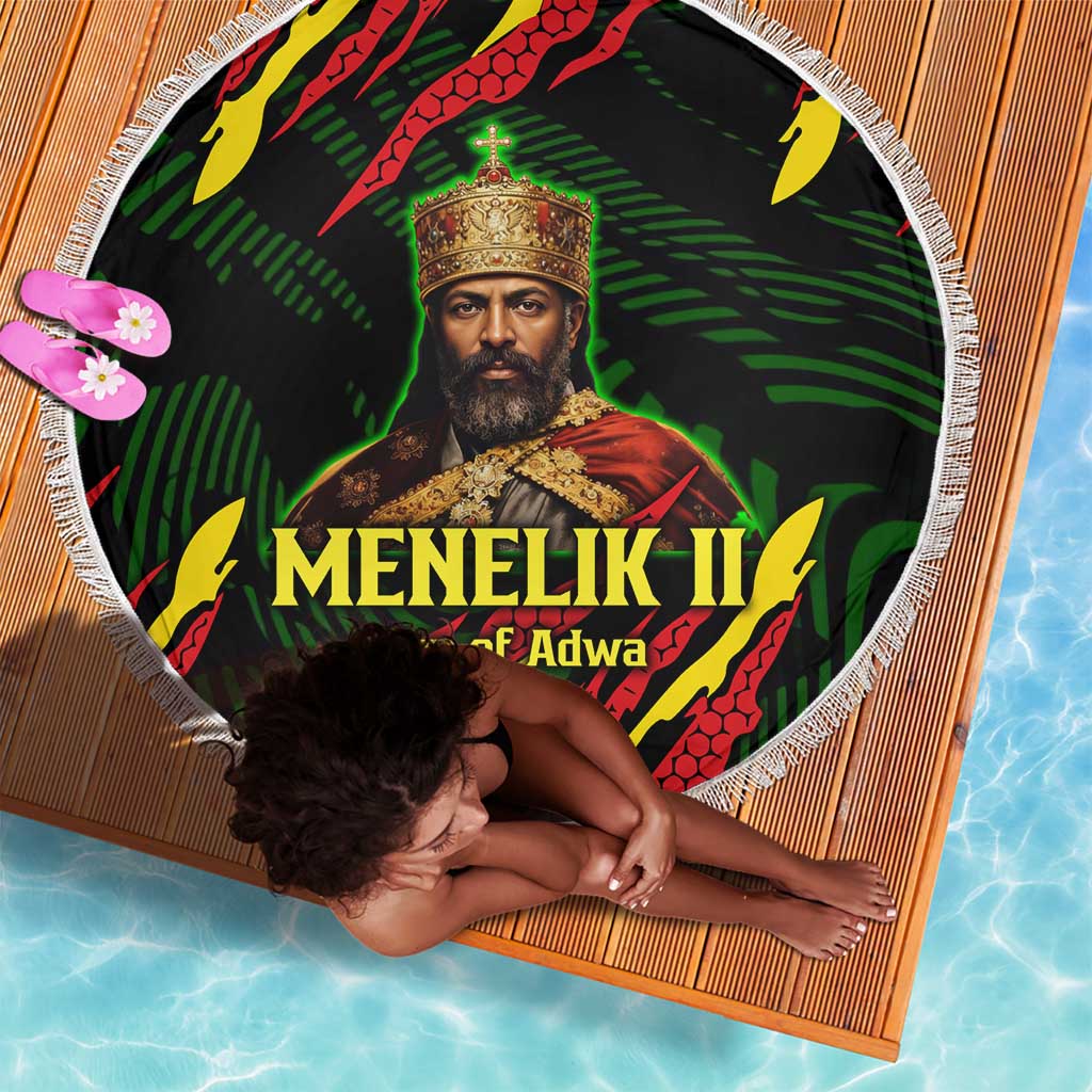 Menelik II Beach Blanket with Lion of Adwa Title, Battle of Adwa 1896 Graphic and Bold Pan-African - Wonder Print Shop