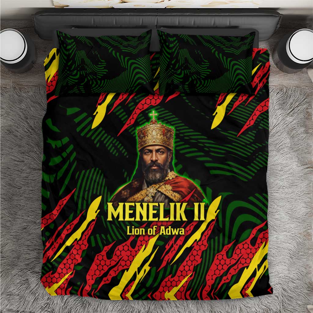 Menelik II Bedding Set with Lion of Adwa Title, Battle of Adwa 1896 Graphic and Bold Pan-African - Wonder Print Shop
