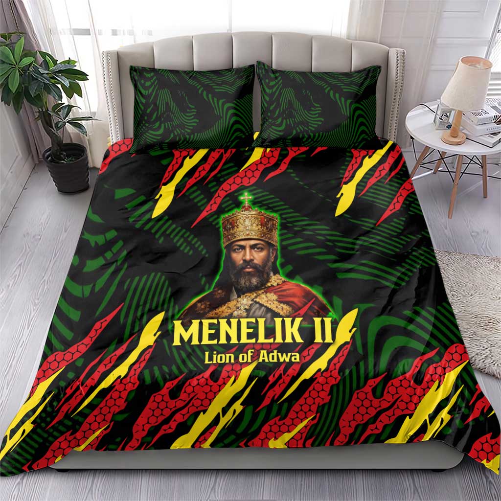 Menelik II Bedding Set with Lion of Adwa Title, Battle of Adwa 1896 Graphic and Bold Pan-African - Wonder Print Shop