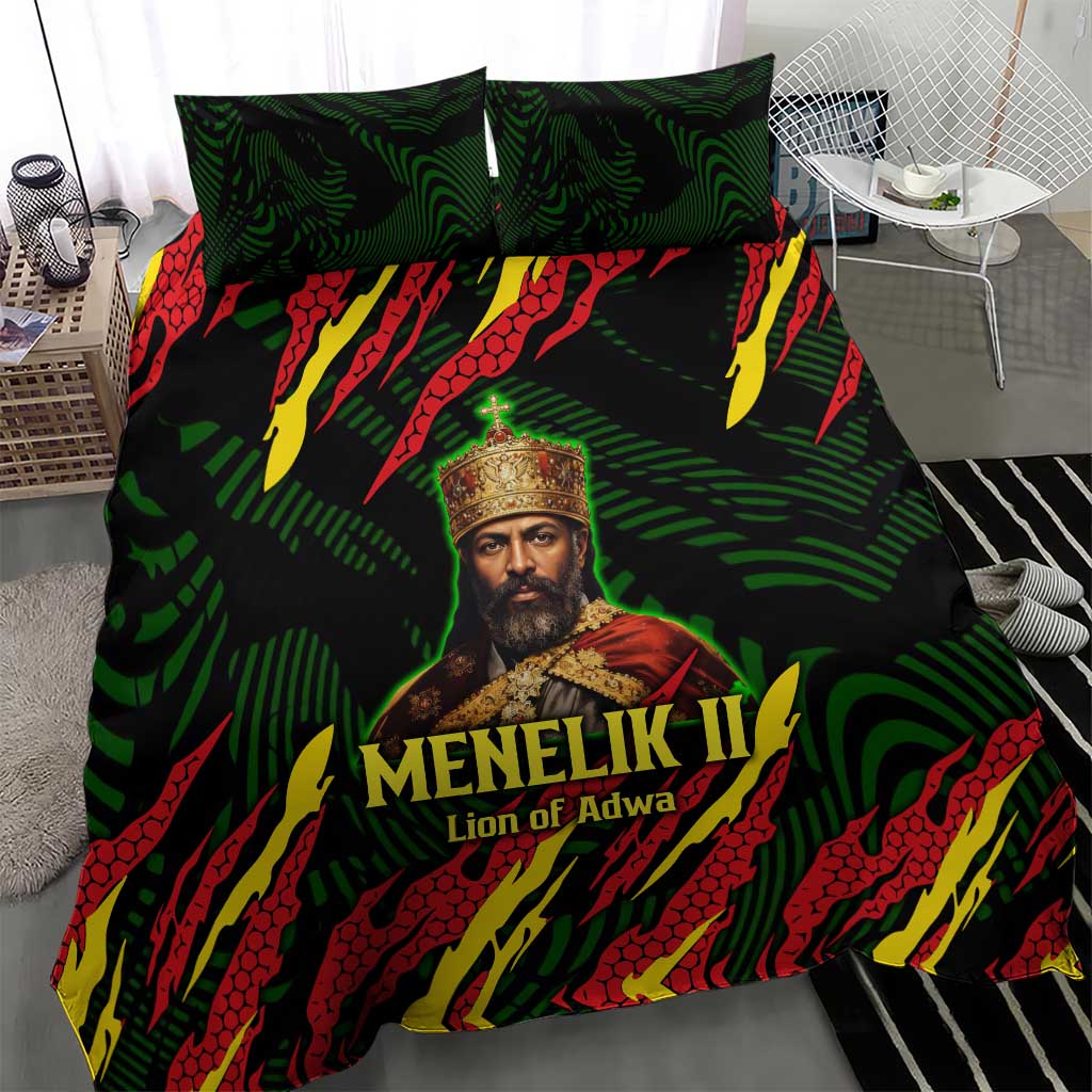Menelik II Bedding Set with Lion of Adwa Title, Battle of Adwa 1896 Graphic and Bold Pan-African - Wonder Print Shop