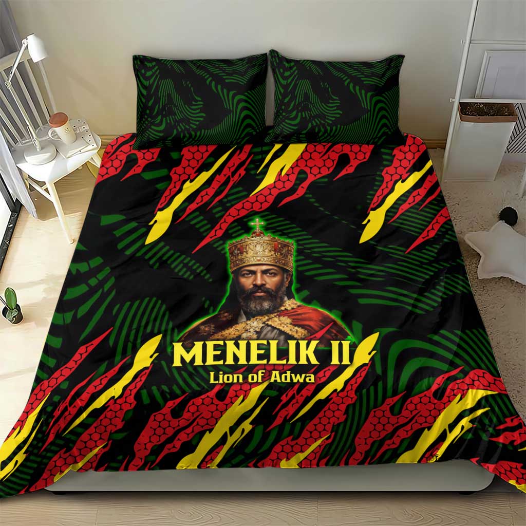 Menelik II Bedding Set with Lion of Adwa Title, Battle of Adwa 1896 Graphic and Bold Pan-African - Wonder Print Shop