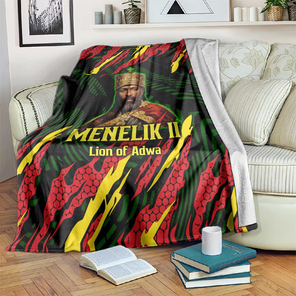 Menelik II Blanket with Lion of Adwa Title, Battle of Adwa 1896 Graphic and Bold Pan-African - Wonder Print Shop