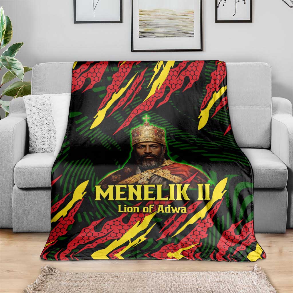 Menelik II Blanket with Lion of Adwa Title, Battle of Adwa 1896 Graphic and Bold Pan-African - Wonder Print Shop