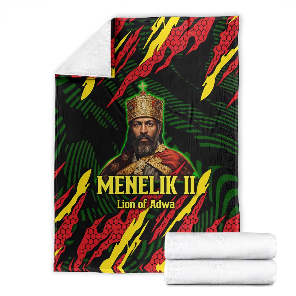 Menelik II Blanket with Lion of Adwa Title, Battle of Adwa 1896 Graphic and Bold Pan-African - Wonder Print Shop