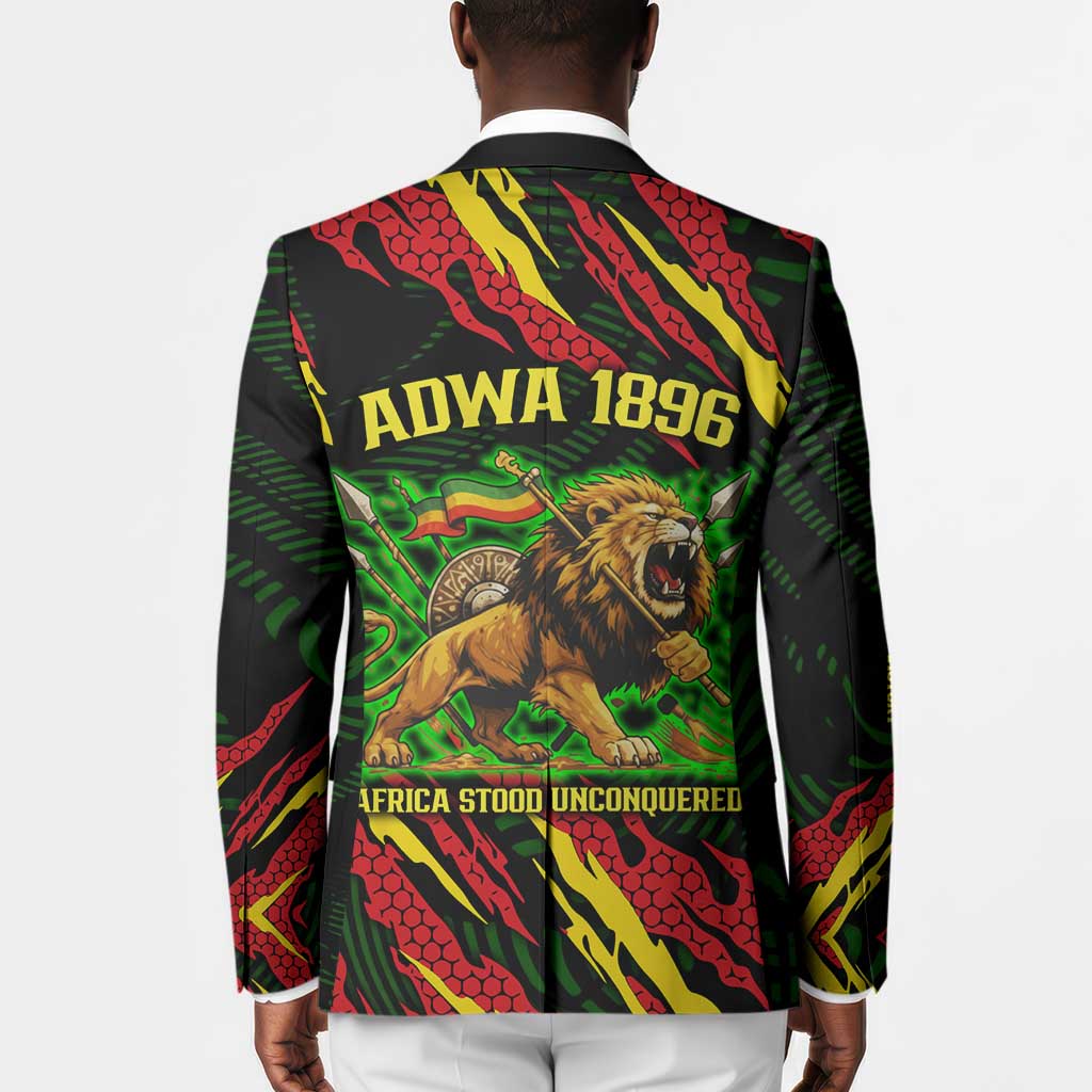 Menelik II Blazer with Lion of Adwa Title, Battle of Adwa 1896 Graphic and Bold Pan-African - Wonder Print Shop