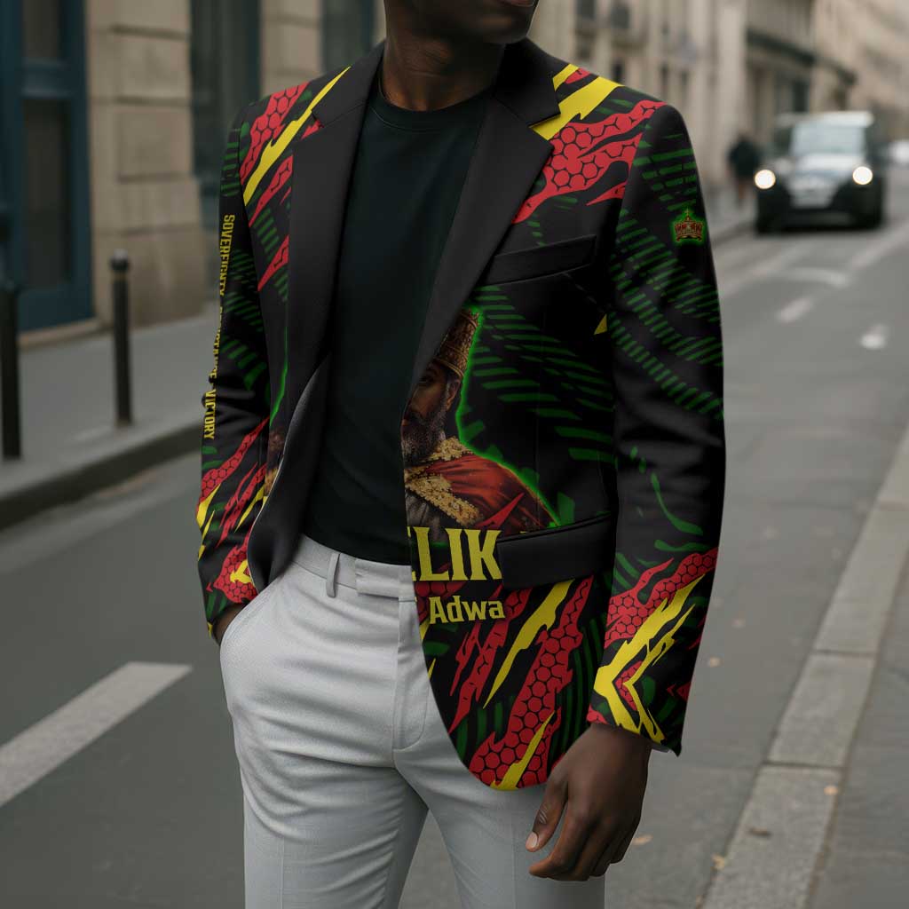 Menelik II Blazer with Lion of Adwa Title, Battle of Adwa 1896 Graphic and Bold Pan-African - Wonder Print Shop