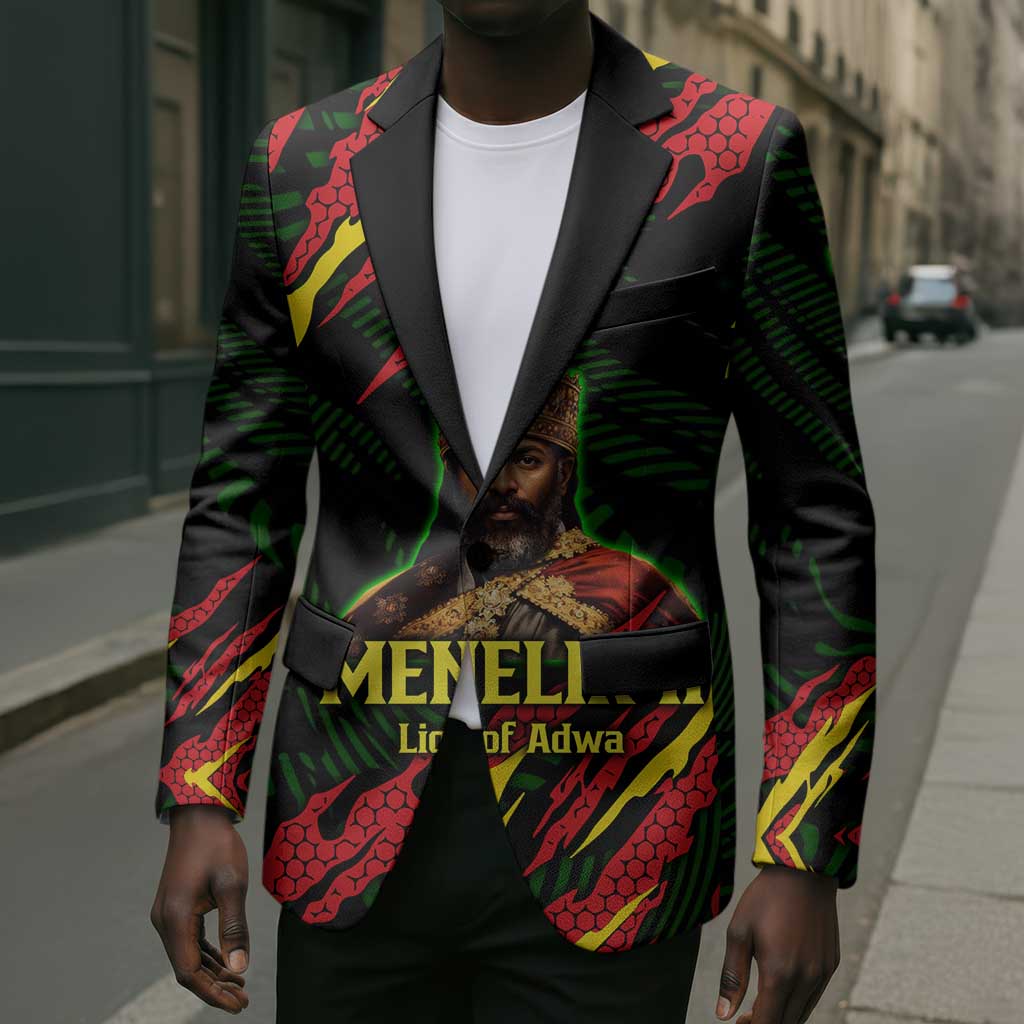 Menelik II Blazer with Lion of Adwa Title, Battle of Adwa 1896 Graphic and Bold Pan-African - Wonder Print Shop