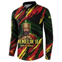 Menelik II Button Sweatshirt with Lion of Adwa Title, Battle of Adwa 1896 Graphic and Bold Pan-African