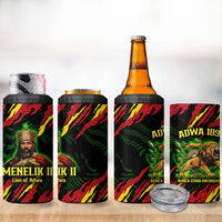Menelik II 4 in 1 Can Cooler Tumbler with Lion of Adwa Title, Battle of Adwa 1896 Graphic and Bold Pan-African - Wonder Print Shop