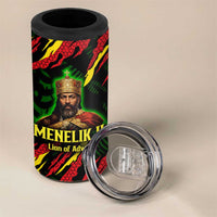 Menelik II 4 in 1 Can Cooler Tumbler with Lion of Adwa Title, Battle of Adwa 1896 Graphic and Bold Pan-African - Wonder Print Shop