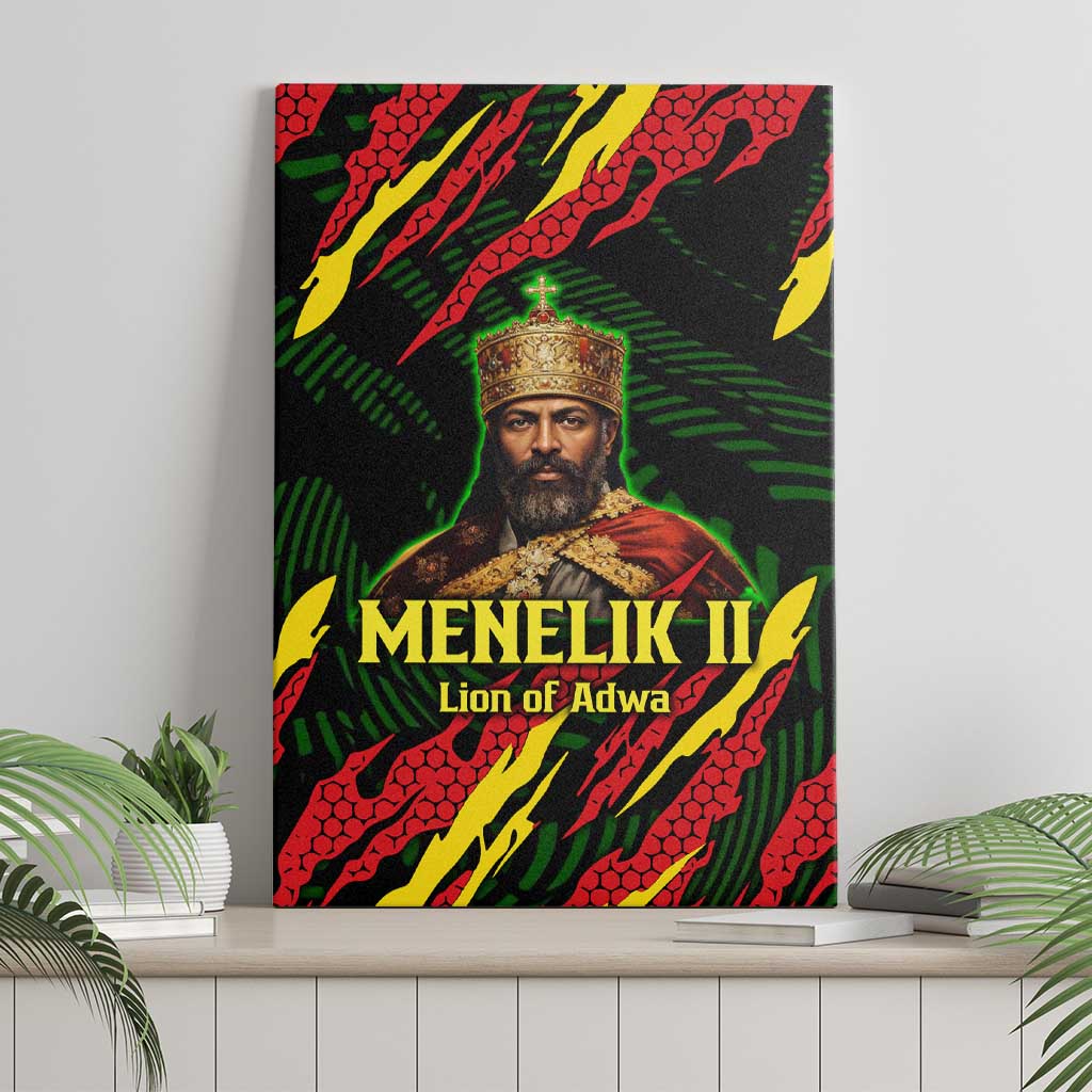 Menelik II Canvas Wall Art with Lion of Adwa Title, Battle of Adwa 1896 Graphic and Bold Pan-African - Wonder Print Shop