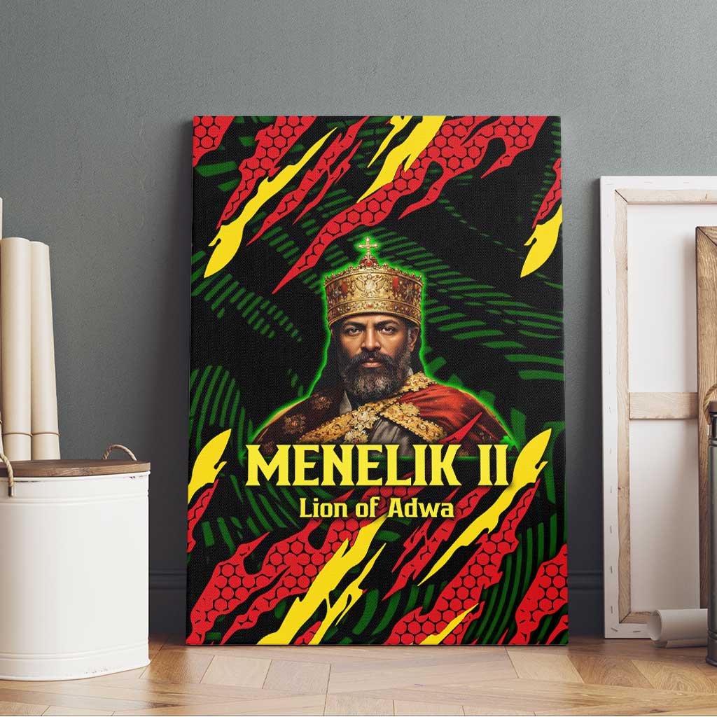 Menelik II Canvas Wall Art with Lion of Adwa Title, Battle of Adwa 1896 Graphic and Bold Pan-African - Wonder Print Shop