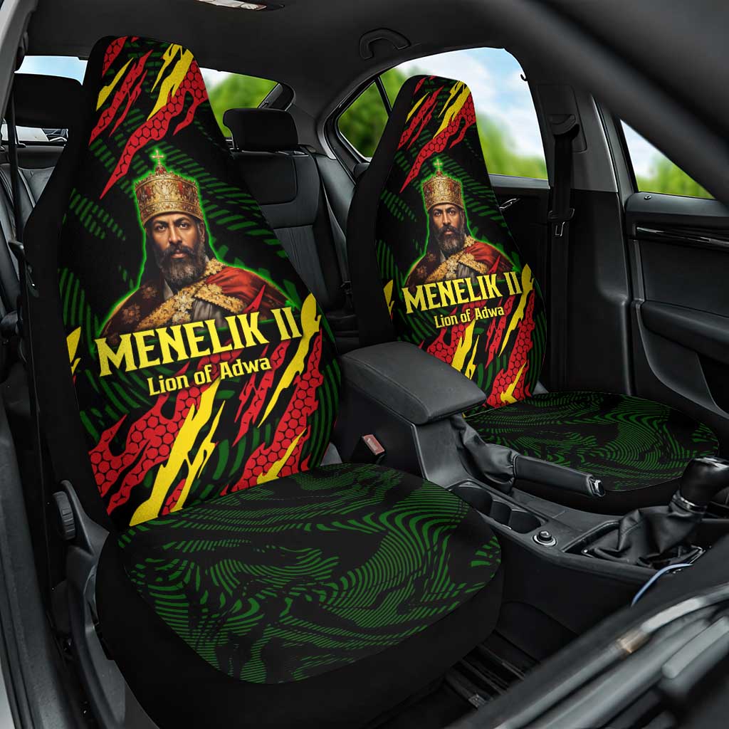Menelik II Car Seat Cover with Lion of Adwa Title, Battle of Adwa 1896 Graphic and Bold Pan-African - Wonder Print Shop