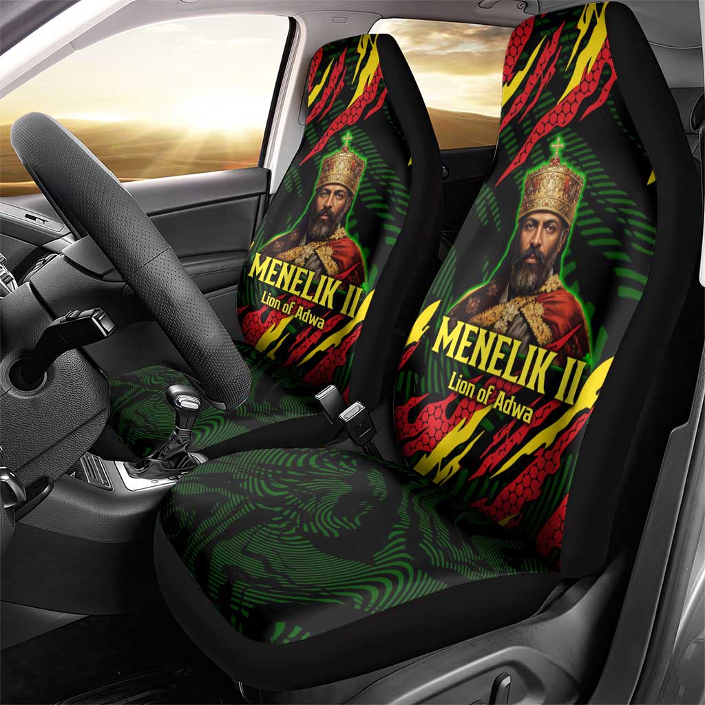 Menelik II Car Seat Cover with Lion of Adwa Title, Battle of Adwa 1896 Graphic and Bold Pan-African - Wonder Print Shop