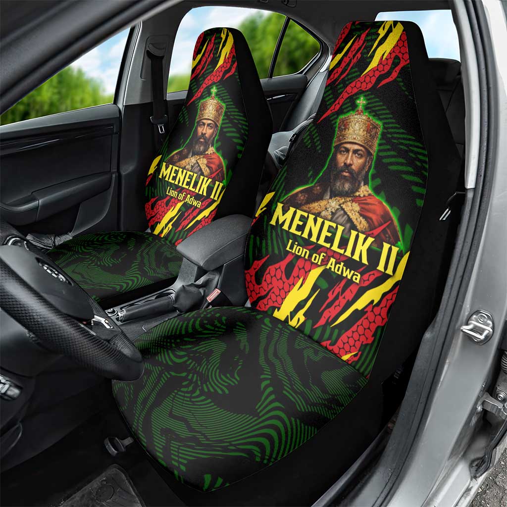 Menelik II Car Seat Cover with Lion of Adwa Title, Battle of Adwa 1896 Graphic and Bold Pan-African - Wonder Print Shop