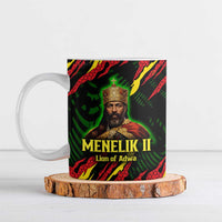 Menelik II Ceramic Mug with Lion of Adwa Title, Battle of Adwa 1896 Graphic and Bold Pan-African - Wonder Print Shop