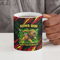 Menelik II Ceramic Mug with Lion of Adwa Title, Battle of Adwa 1896 Graphic and Bold Pan-African - Wonder Print Shop