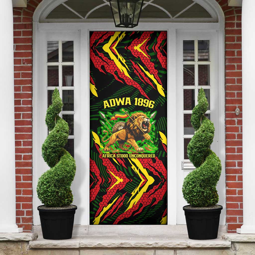 Menelik II Door Cover with Lion of Adwa Title, Battle of Adwa 1896 Graphic and Bold Pan-African - Wonder Print Shop