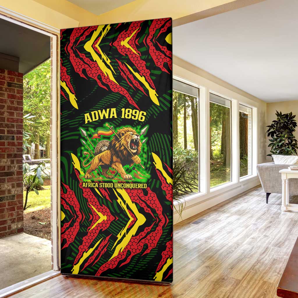 Menelik II Door Cover with Lion of Adwa Title, Battle of Adwa 1896 Graphic and Bold Pan-African - Wonder Print Shop