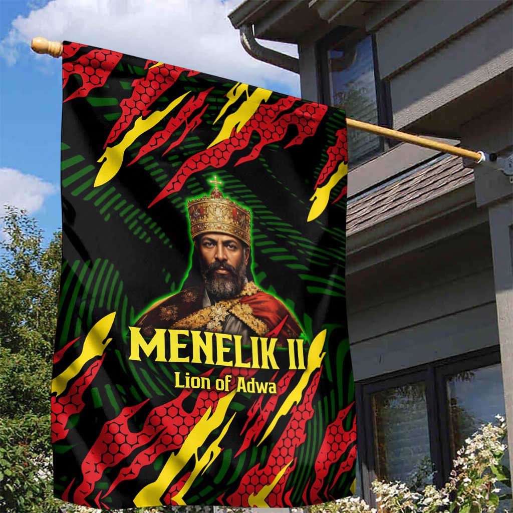 Menelik II Garden Flag with Lion of Adwa Title, Battle of Adwa 1896 Graphic and Bold Pan-African - Wonder Print Shop