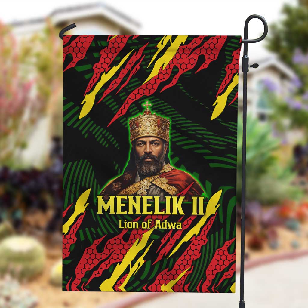 Menelik II Garden Flag with Lion of Adwa Title, Battle of Adwa 1896 Graphic and Bold Pan-African - Wonder Print Shop