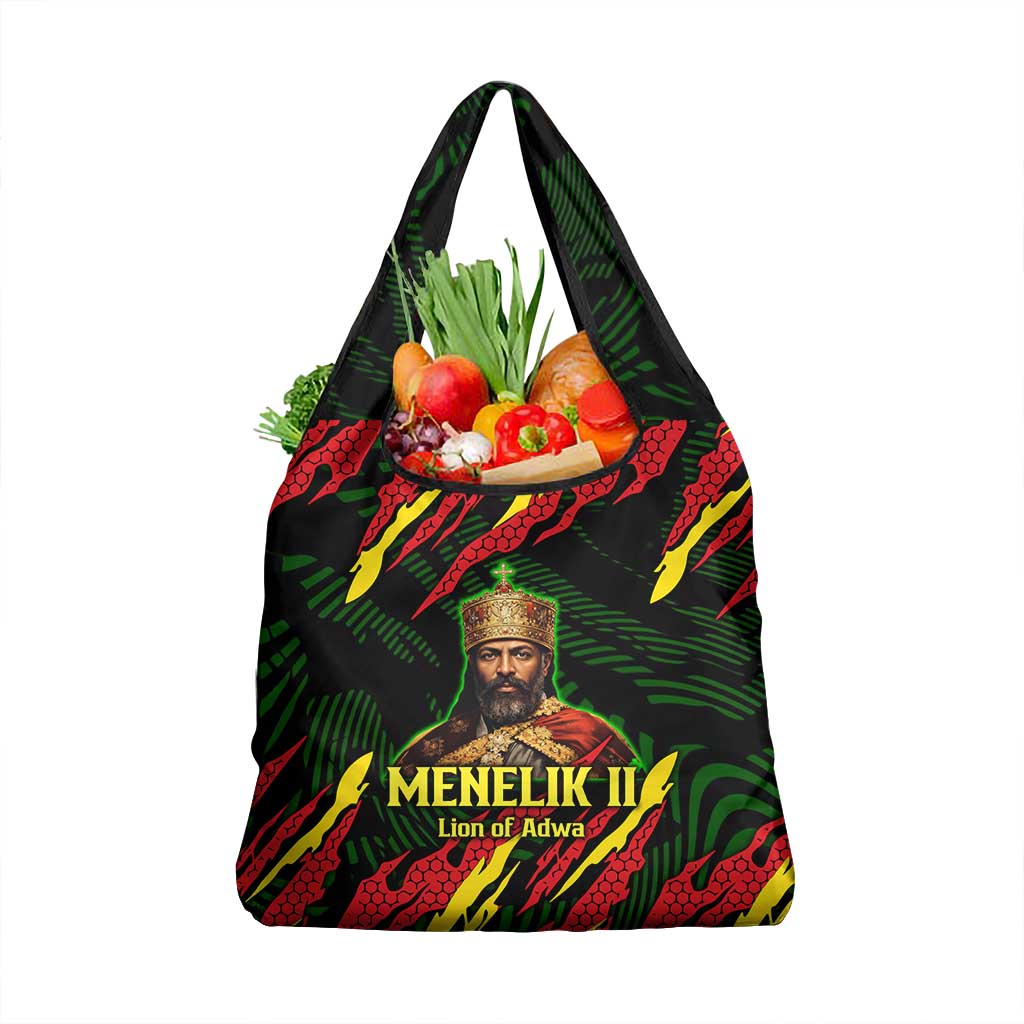 Menelik II Grocery Bag with Lion of Adwa Title, Battle of Adwa 1896 Graphic and Bold Pan-African - Wonder Print Shop