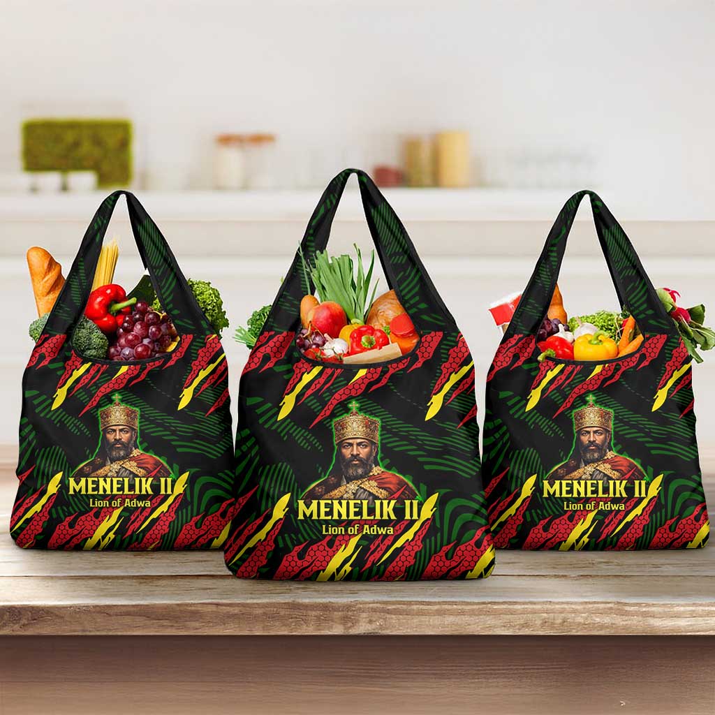 Menelik II Grocery Bag with Lion of Adwa Title, Battle of Adwa 1896 Graphic and Bold Pan-African - Wonder Print Shop