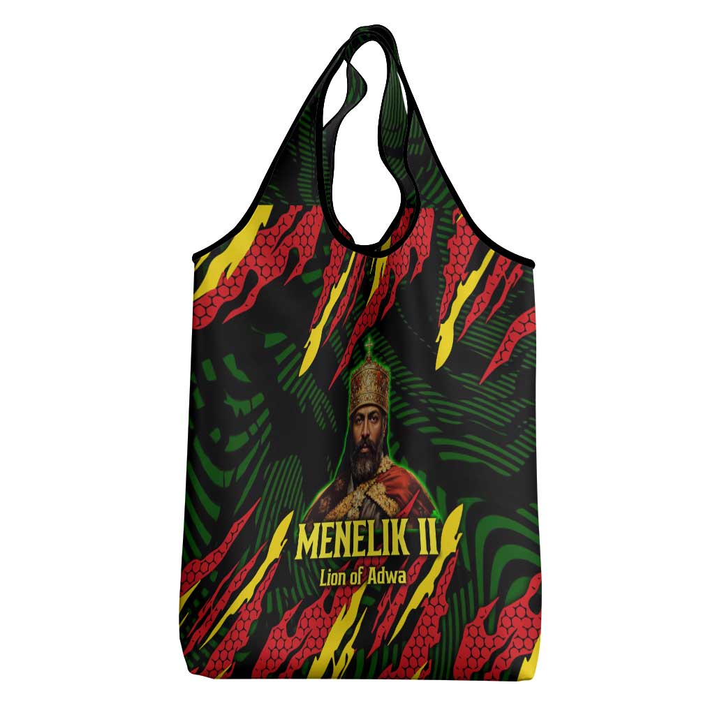 Menelik II Grocery Bag with Lion of Adwa Title, Battle of Adwa 1896 Graphic and Bold Pan-African - Wonder Print Shop
