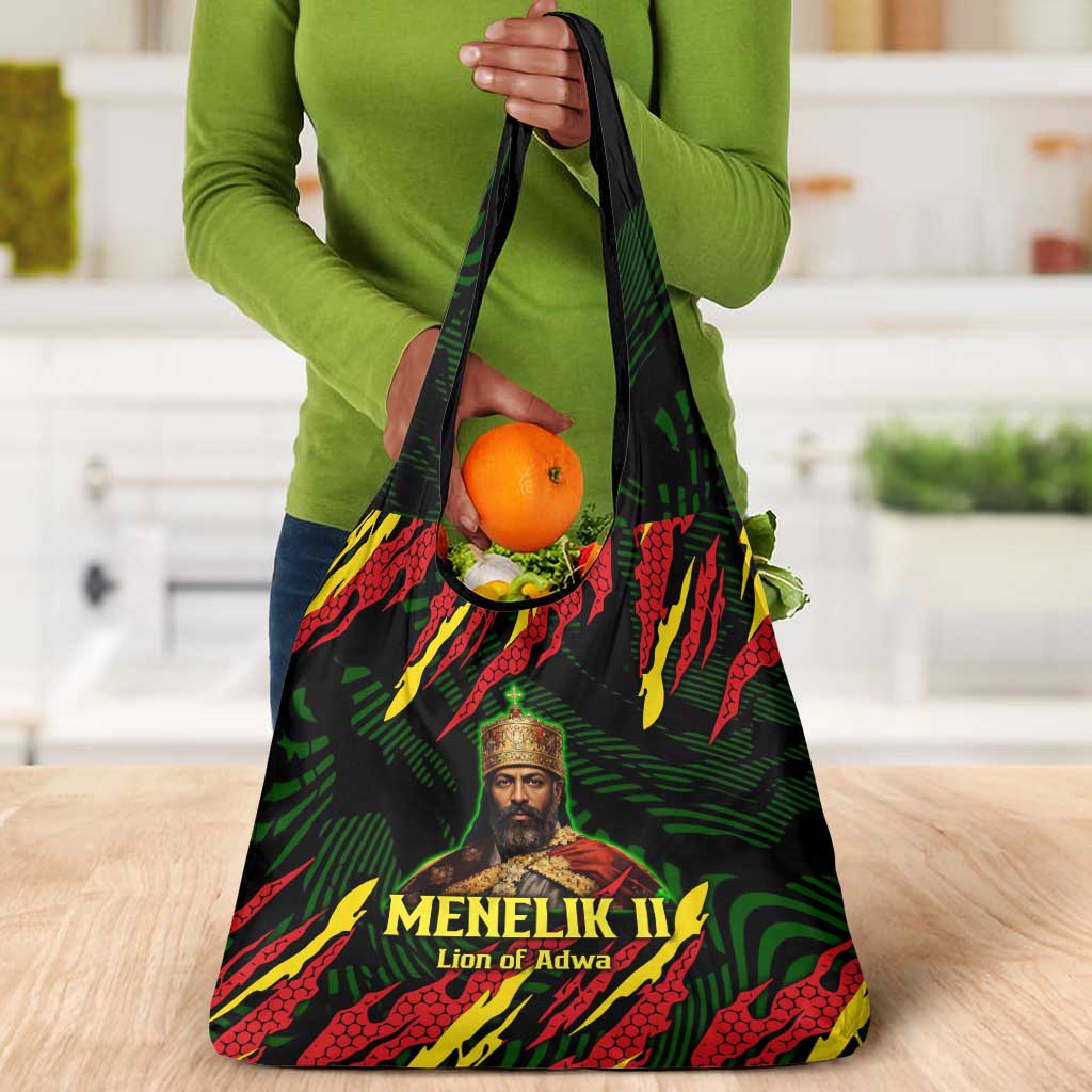 Menelik II Grocery Bag with Lion of Adwa Title, Battle of Adwa 1896 Graphic and Bold Pan-African - Wonder Print Shop