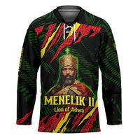 Menelik II Hockey Jersey with Lion of Adwa Title, Battle of Adwa 1896 Graphic and Bold Pan-African - Wonder Print Shop