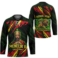Menelik II Hockey Jersey with Lion of Adwa Title, Battle of Adwa 1896 Graphic and Bold Pan-African - Wonder Print Shop