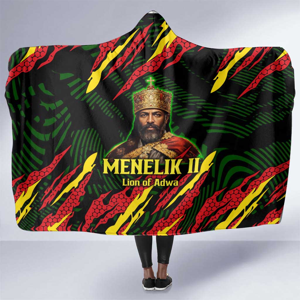Menelik II Hooded Blanket with Lion of Adwa Title, Battle of Adwa 1896 Graphic and Bold Pan-African - Wonder Print Shop