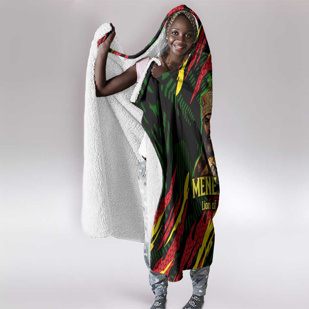 Menelik II Hooded Blanket with Lion of Adwa Title, Battle of Adwa 1896 Graphic and Bold Pan-African - Wonder Print Shop