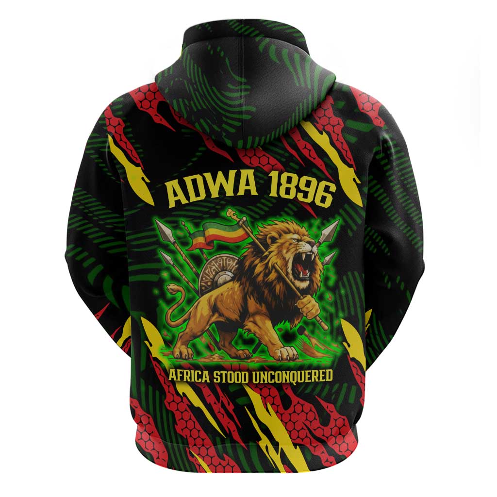 Menelik II Hoodie with Lion of Adwa Title, Battle of Adwa 1896 Graphic and Bold Pan-African - Wonder Print Shop