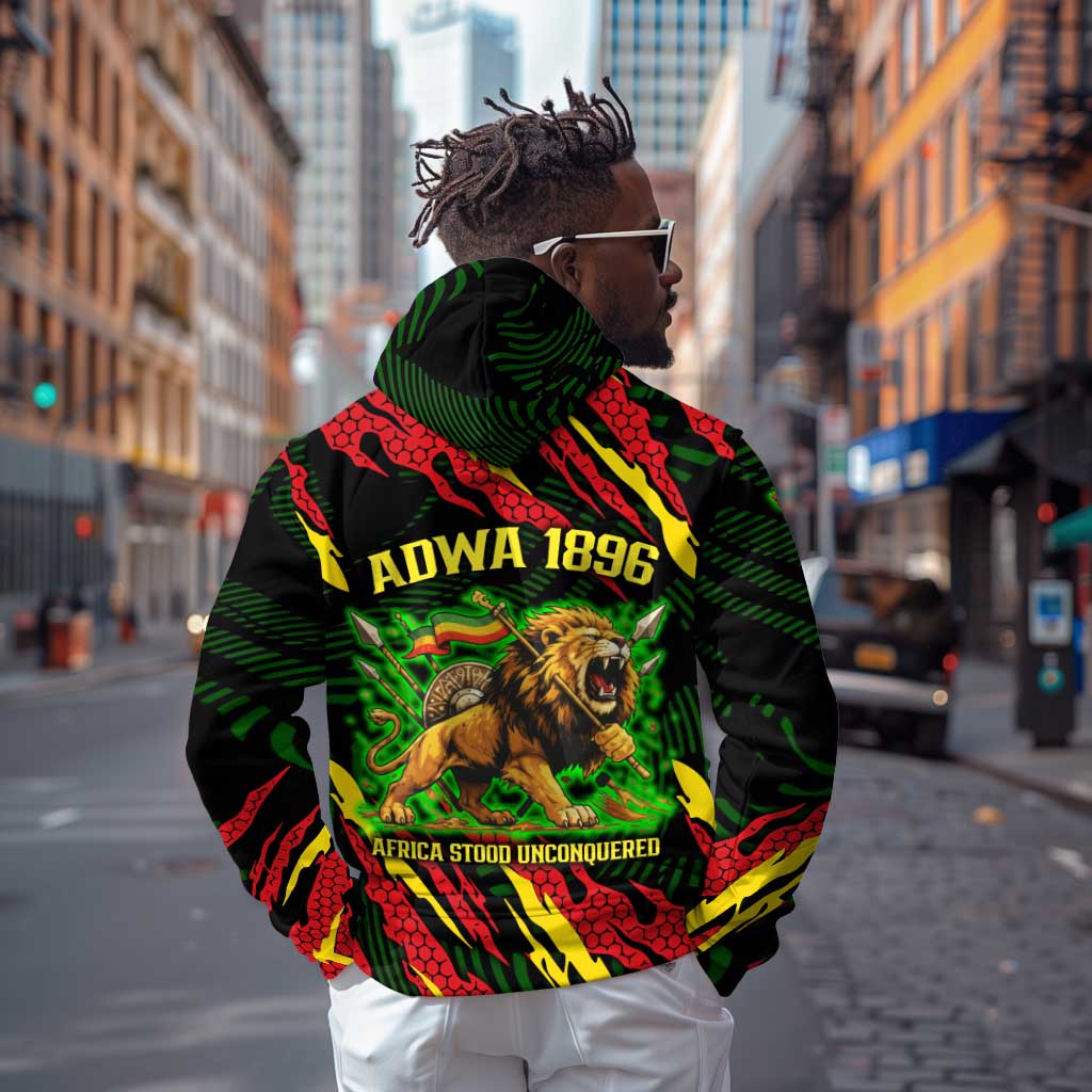 Menelik II Hoodie with Lion of Adwa Title, Battle of Adwa 1896 Graphic and Bold Pan-African - Wonder Print Shop