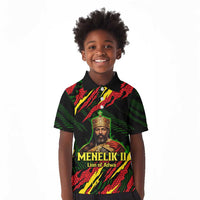 Menelik II Kid Polo Shirt with Lion of Adwa Title, Battle of Adwa 1896 Graphic and Bold Pan-African - Wonder Print Shop