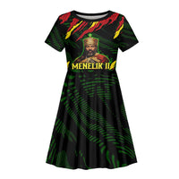 Menelik II Kid Short Sleeve Dress with Lion of Adwa Title, Battle of Adwa 1896 Graphic and Bold Pan-African - Wonder Print Shop