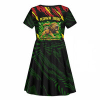 Menelik II Kid Short Sleeve Dress with Lion of Adwa Title, Battle of Adwa 1896 Graphic and Bold Pan-African - Wonder Print Shop